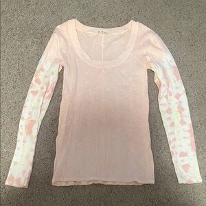 Free People Long Sleeve Pastel Tie-Dye Tee